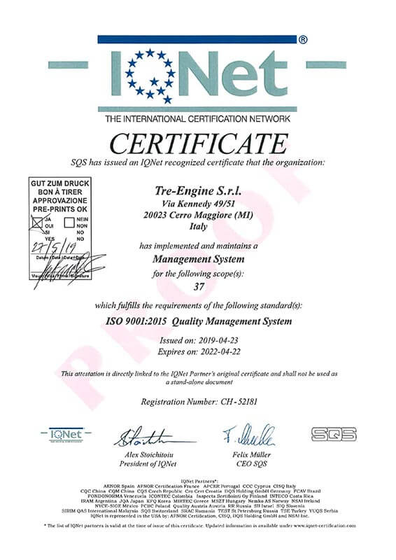 Certificato IQNET 2015